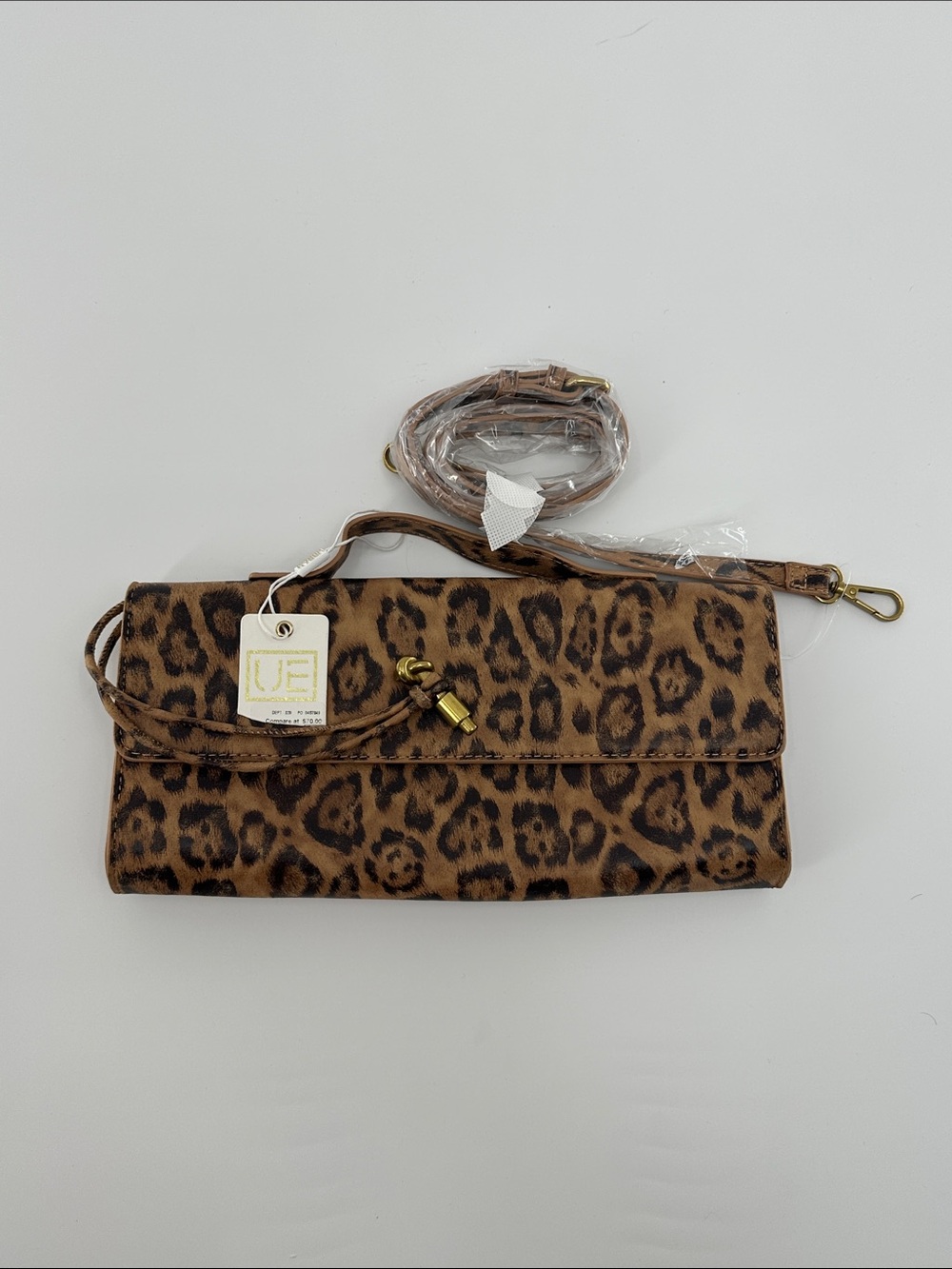 Urban Expressions Leopard Print Brown Clutch Wristlet with Strap